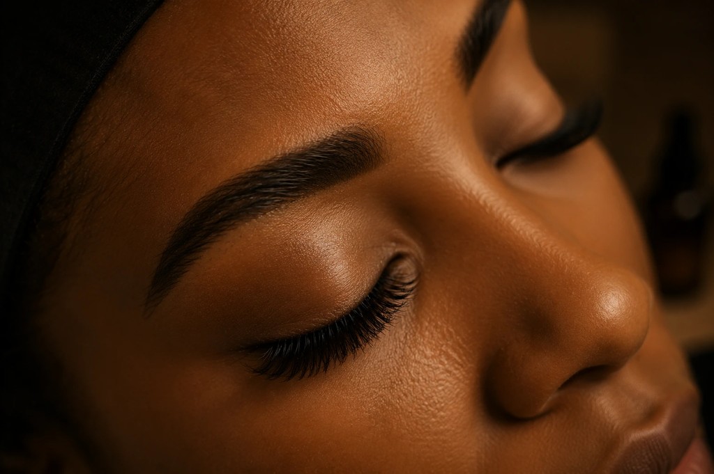 Finished lash extensions at Gena Beautique Bar